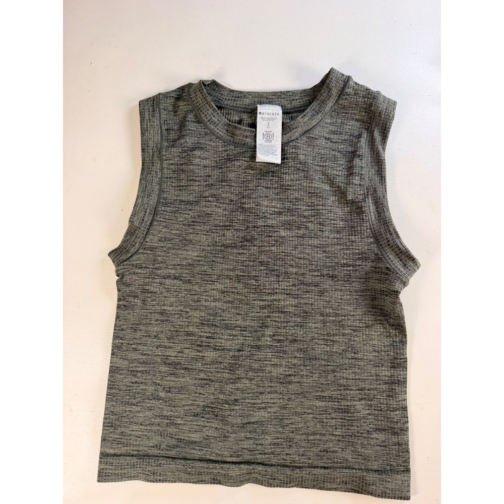 Athleta Aurora Seamless Tank Top Women Small Green Excellent Ribbed Athletic